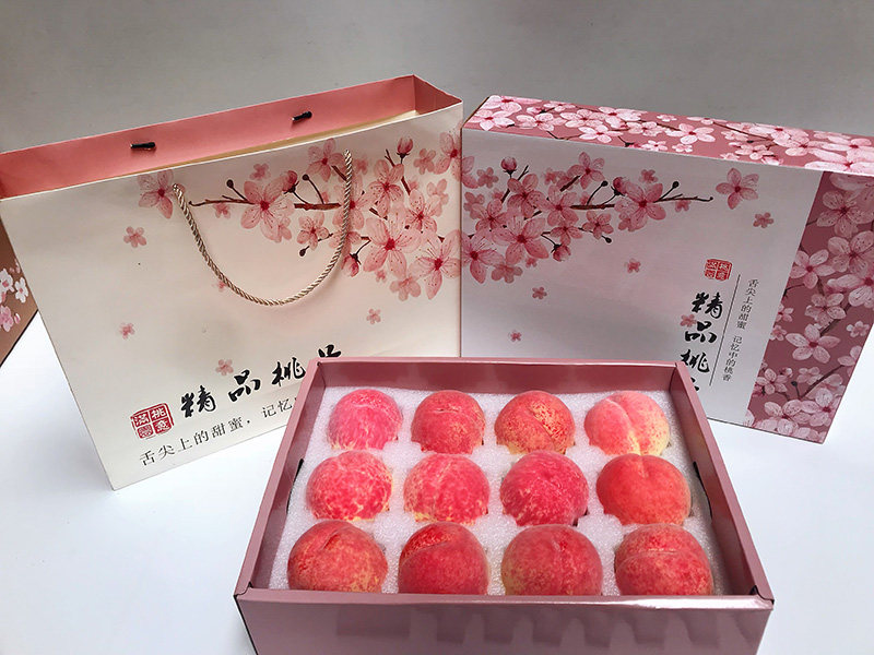 新品桃子礼盒通用精品水蜜桃包装盒子黄桃纸箱纸盒蟠桃12个装现货