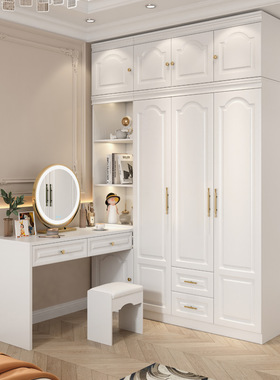 白色儿童连体书桌衣柜一体小户型家用卧室奶油风转角电脑桌梳妆台