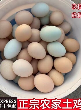 正宗农家散养土鸡蛋新鲜绿壳蛋混合装草鸡蛋笨鸡蛋乌鸡蛋30枚顺丰