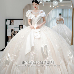 宫廷风婚纱2022新款新娘法式高定重工奢华拖尾高级感质感主纱仪式