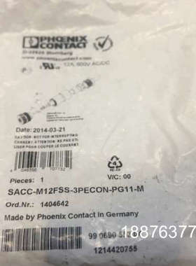菲尼克斯电源连接器 - SACC-M12FSS-3PECON