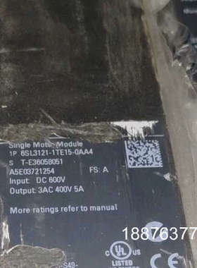 6SL3121-1TE15-0AA4，成色99新工程剩余拆机