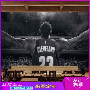 NBA球星背景壁纸训练营卧室宿舍墙布科比詹姆斯健身房篮球馆墙纸