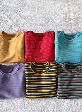 yummyrocky永久抑菌自发热双面暖肤绒柔软弹力条纹长袖打底