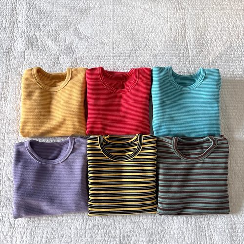 yummyrocky永久抑菌自发热双面暖肤绒柔软弹力条纹长袖打底