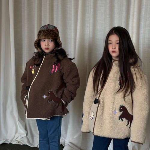 YR【3m新雪丽棉】进口机贴布刺绣＋毛巾绣保暖仿羊驼毛棉服