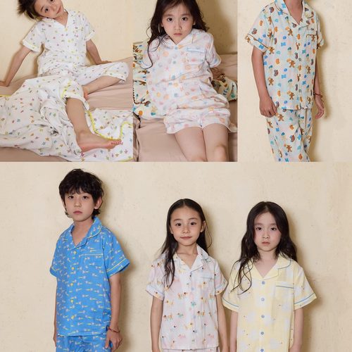 yummyrocky欧标环保印花A类双层棉纱亲肤柔软亲子家居服