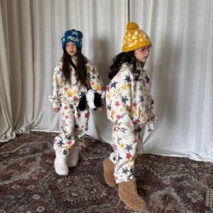 yummyrocky创意星星印花抑菌抗静电加绒自发热保暖卫衣套装