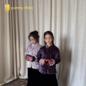 丝绒波点3M棉保暖撞色唐装 3M新雪丽棉服 无补