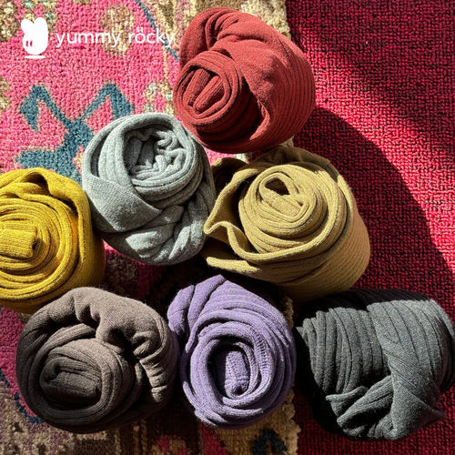 yummyrocky 7色精梳棉坑条厚款不加绒连裤袜