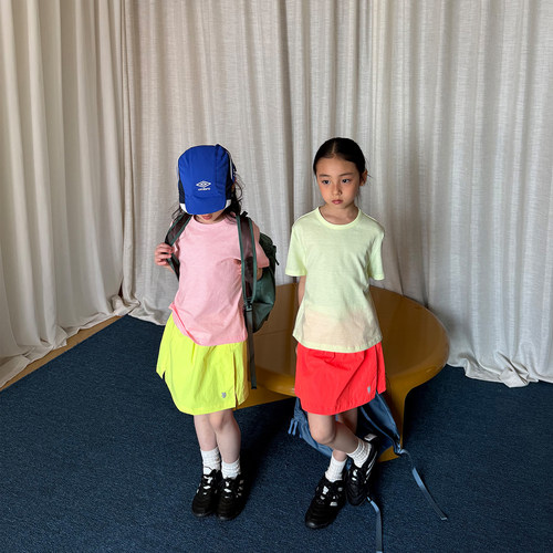 yummyrocky童装轻薄原纱防泼水A类反光logo运动裙裤女童