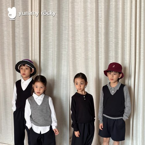 yummyrocky亲子100羊毛A类亲肤软糯平纹毛织polo/ 背心