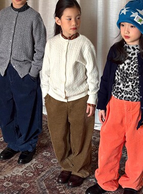 yummyrocky泡泡坑条100棉灯芯绒抓绒里布亲肤保暖裤