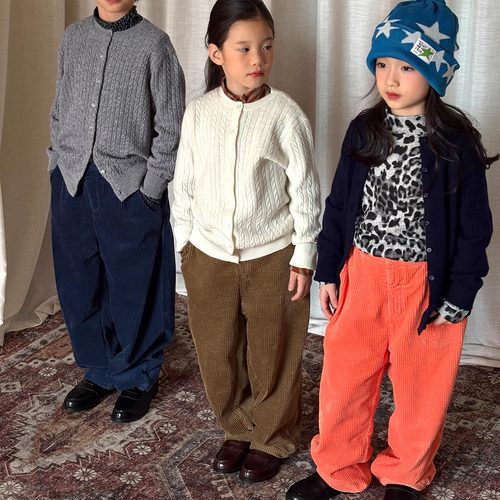 yummyrocky泡泡坑条100棉灯芯绒抓绒里布亲肤保暖裤