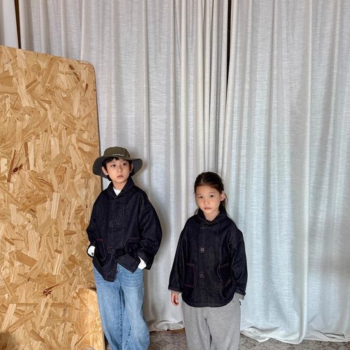 yummyrocky亲子马里奥撞色A类纯棉复古牛仔外套