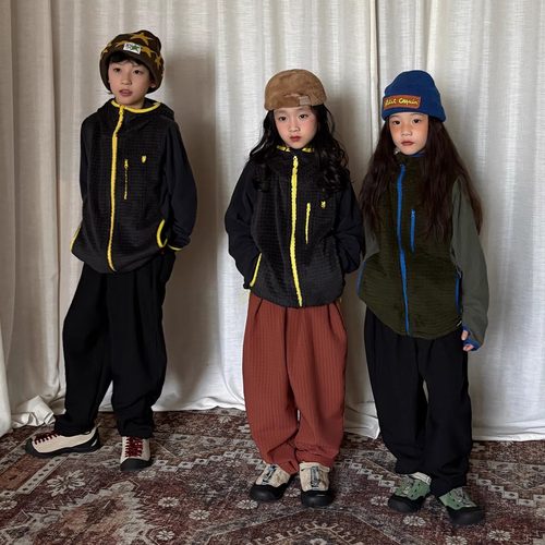 yummyrocky进口机刺绣logo轻量蓄热小方格长绒超暖热绒裤