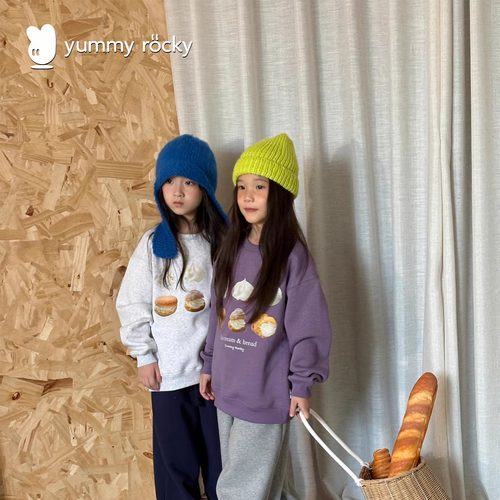 yummyrocky亲子泡芙环保胶浆印A类加绒保暖卫衣