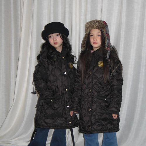 yummyrocky【3m新雪丽棉】定制毛毡徽章中长连帽棉服