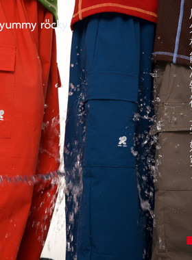 yummyrocky防泼水加绒儿童束口冲锋裤2025秋冬新款保暖运动休闲裤