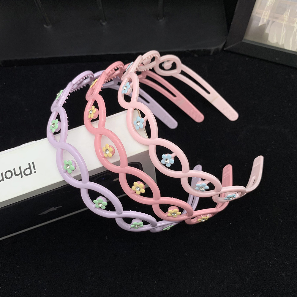 可爱花朵儿童新款可爱洋气发箍压发防滑耐用发卡带钻小花学生头箍