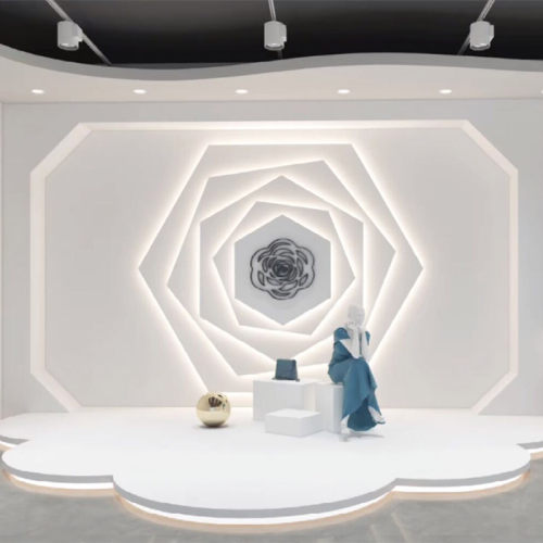 女装直播间背景墙壁纸3D立体感网红服装店美容院前台logo墙纸壁画
