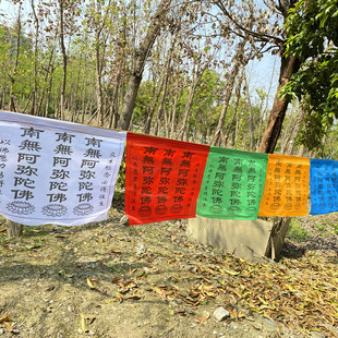 汉字阿弥陀fo纯棉布五彩经幡经旗五色旗经幡龙达风马旗全国包邮