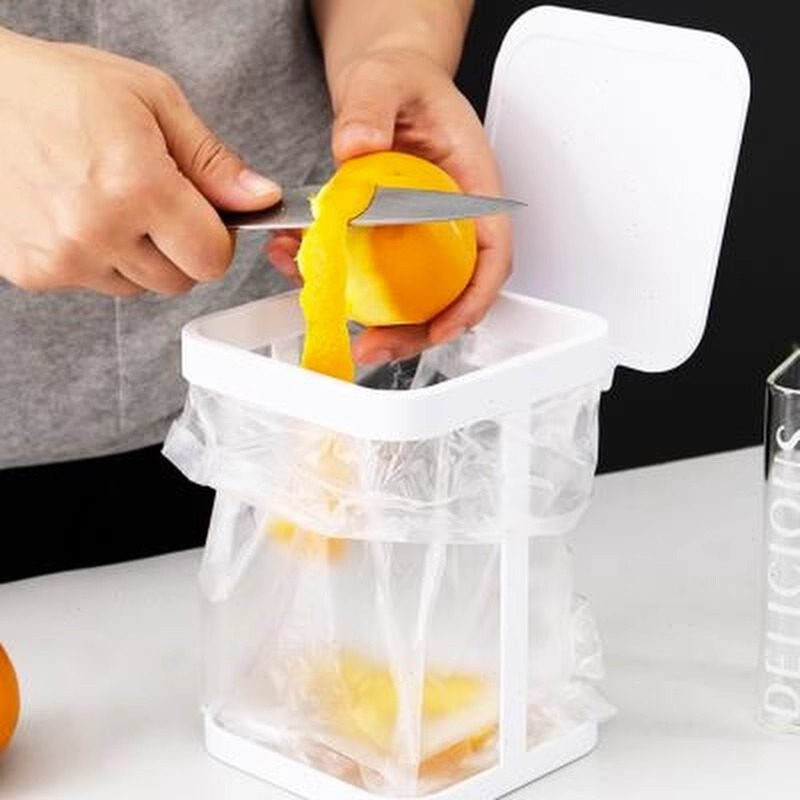 日本进口迷你垃圾桶办公室带盖小垃圾筒纸篓可折叠桌面垃圾桶支架