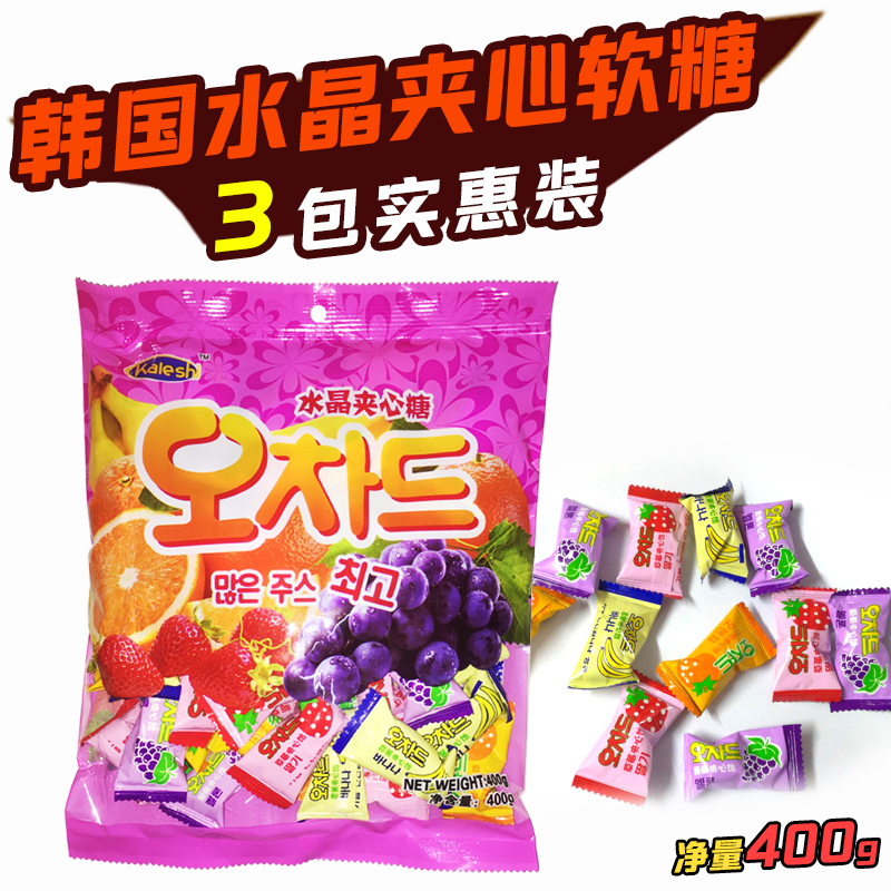 水晶夹心软糖400g*3包装什锦味草莓鲜橙香蕉葡萄送礼儿童零食年货在类目 零食/坚果/特产, 糖果零食/果冻/布丁, 糖果中 - 来自Buy2taobao.com提供专业的淘宝代购服务