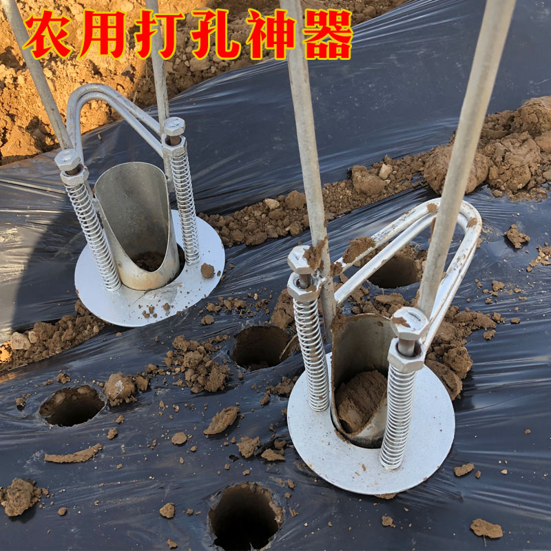 种植打孔神器破膜器栽苗打洞器大棚地膜草坪泥土扎眼挖坑农用工具