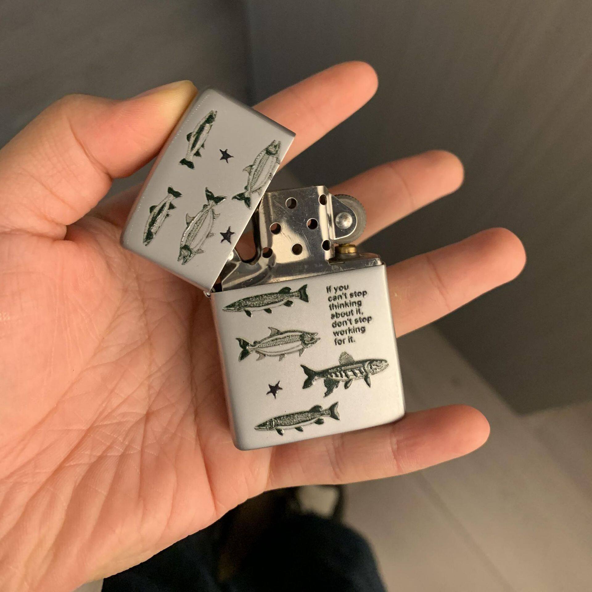 复古古银彩印防风煤油机翻盖打火机个性男士礼品限量版七夕情人节