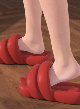 红色大脚板拖鞋女夏季踩屎感室内家居防滑洗澡本命年情侣家用男拖