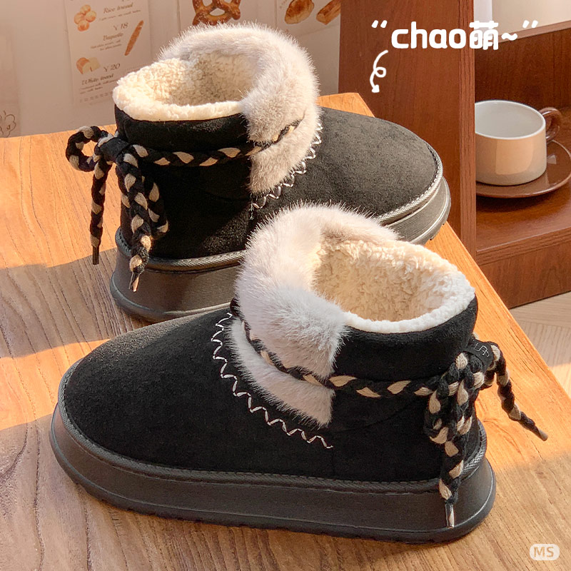 高帮棉拖鞋女秋冬季加绒保暖室内