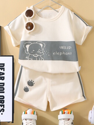Children's Short-Sleeved Suit, Boys and Girls T-Shirt, Summer Baby Clothes, Korean Style Kidsren's Clothing, Trendy Summer Clothes, Thin Cartoon Style