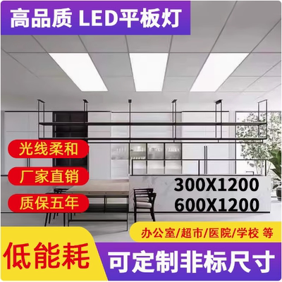 集成吊顶600x1200led平板灯30x120LED石膏矿棉铝扣板格栅工程灯