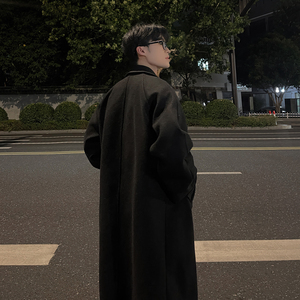 韩系双排扣中长款风衣男毛呢大衣帅气B345-F119-P120加棉P130图片