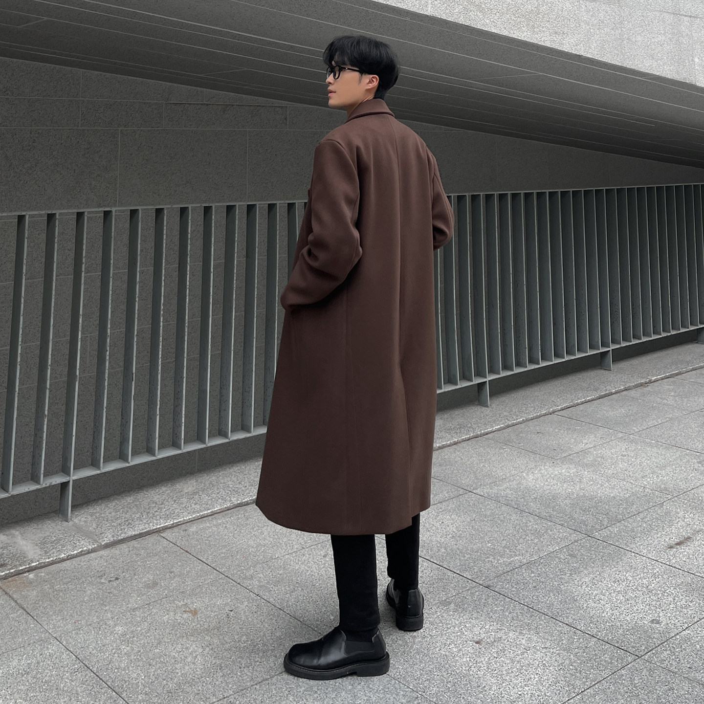 韩系毛呢大衣男士宽松加长外套风衣F117-P125加棉P135,男装风衣,电商B345
