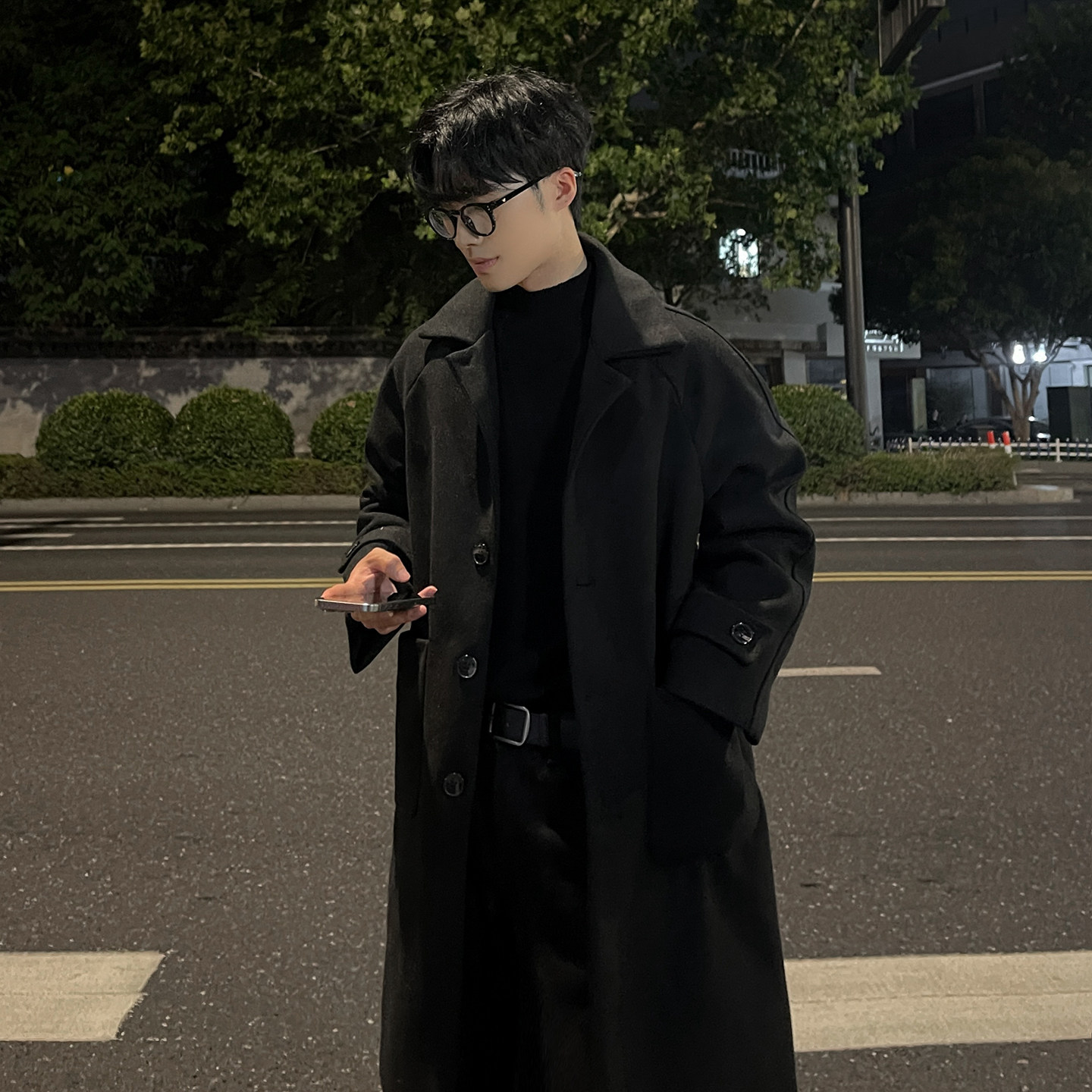 韩系中长款大衣宽松毛呢男外套B345-F118-P120加棉P130,女装短外套,电商B345