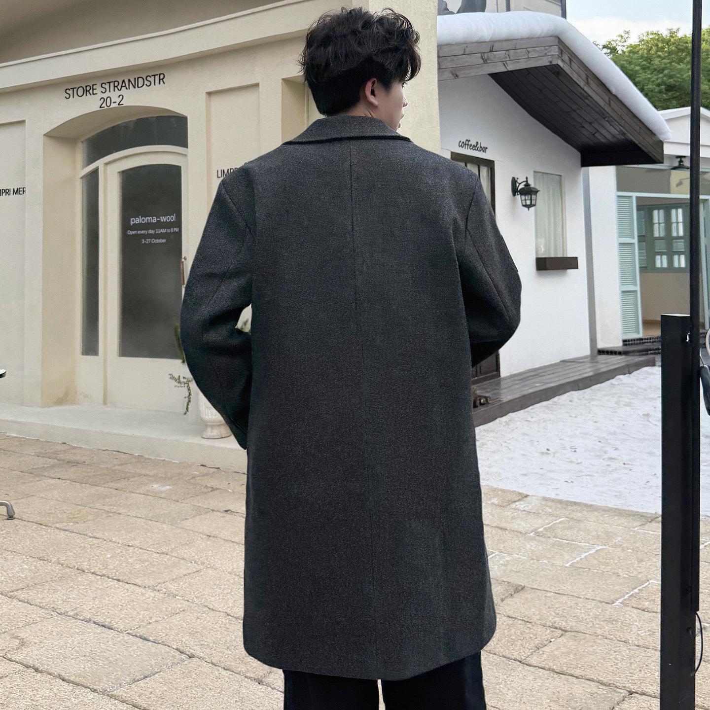 韩系中长款风衣宽松毛呢大衣男休闲外套F120-P110加棉P120,男装风衣,电商B345