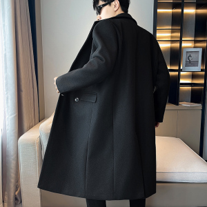 店主风毛呢大衣男宽松加长外套潮流风衣B358-F117-P125加棉P135图片
