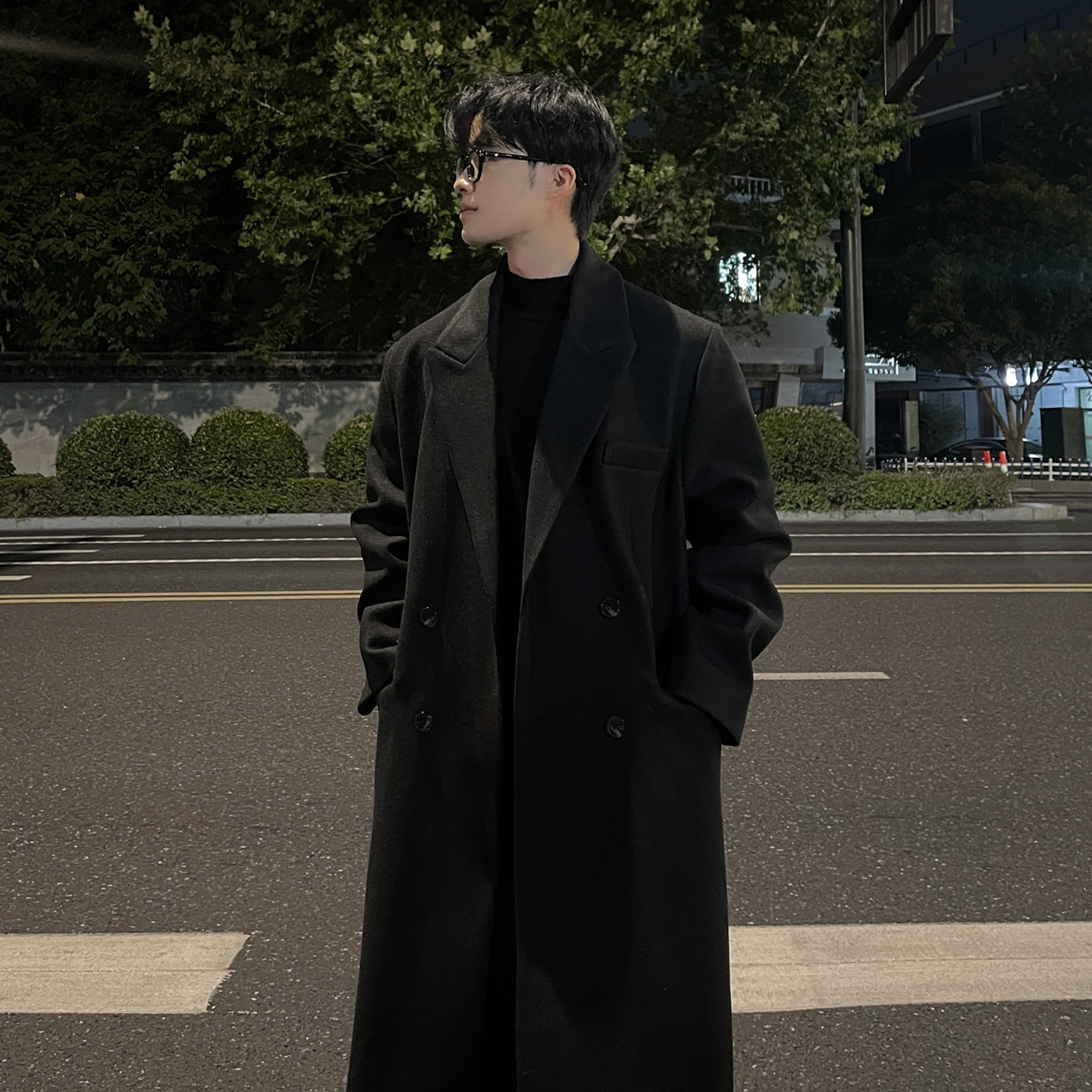 韩系毛呢大衣男士宽松加长外套风衣F117-P125加棉P135,男装风衣,电商B345