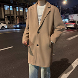 韩系中长款风衣宽松毛呢大衣男休闲外套F120-P110加棉P120，男装风衣，电商B345