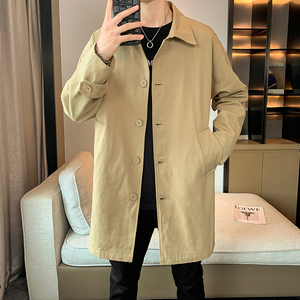 风衣男中长款店主风秋季宽松潮流休闲外套B358-F86-P100图片