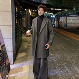 韩系秋冬外套中长款风衣男宽松毛呢大衣F128P125加棉P135，男装风衣，电商B345