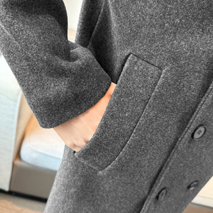 过膝毛呢大衣男风衣长款宽松外套潮F130P125加棉P135图片