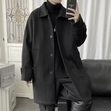 呢子大衣加棉加厚港风冬季风衣中长外套B358-F108-P120加棉P130，男装风衣，电商B345