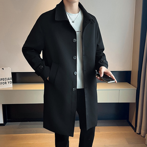 店主风中长款风衣秋季薄款宽松外套男B358-F123-P110图片