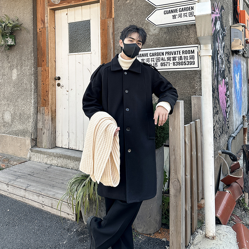 秋冬男士中长款风衣宽松过外套呢子大衣B358-F112-P125加棉P135，男装风衣，电商B345