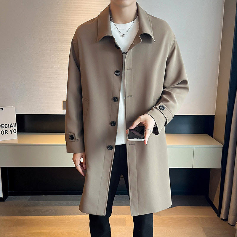 店主风中长款风衣秋季薄款宽松外套潮流男B358-F123-P110图片