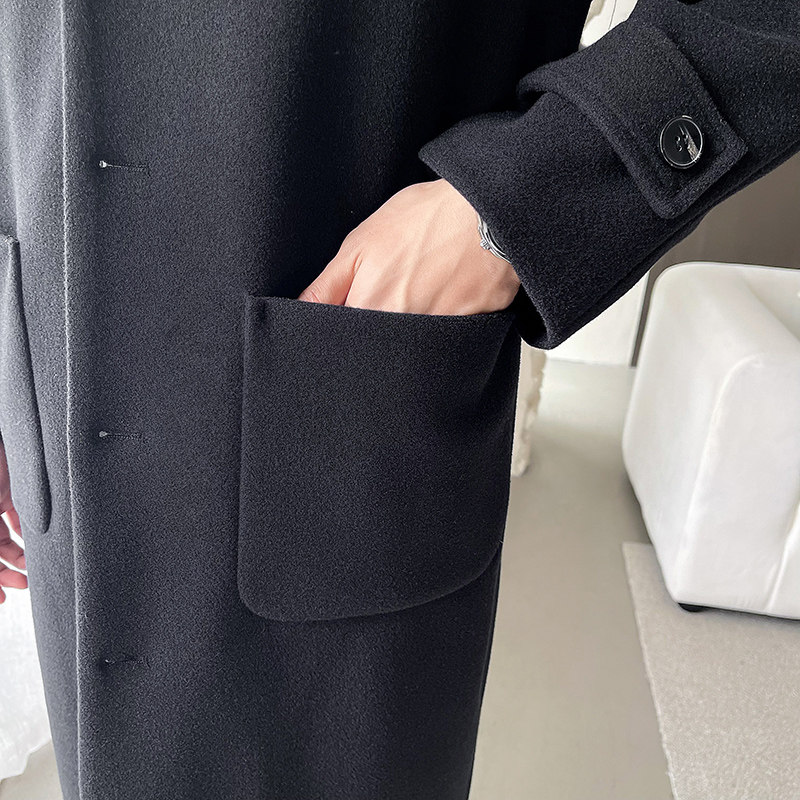 轻奢风中长款大衣男宽松毛呢外套B358-F118-P120加棉P130,男装毛呢大衣,电商B345