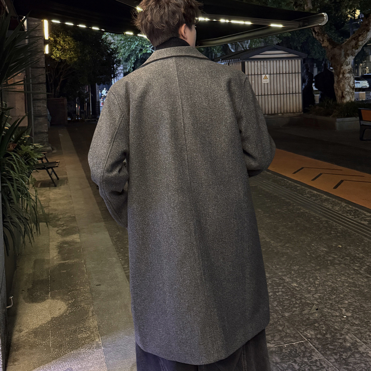 韩系秋冬外套中长款风衣男宽松休闲毛呢大衣F128P125加棉P135,男装风衣,电商B345